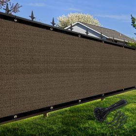 Artpuch Privacy Fence Screen Brown Customized Outdoor Mesh Panels for Backyard, Balcony,Patio,Construction Site with Zip Ties (Color: Brown, size: 6x105 ft)